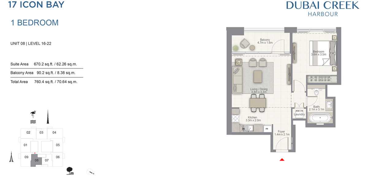 1 BR, Unit 8, Level 16-22- 17 Icon Building 1
